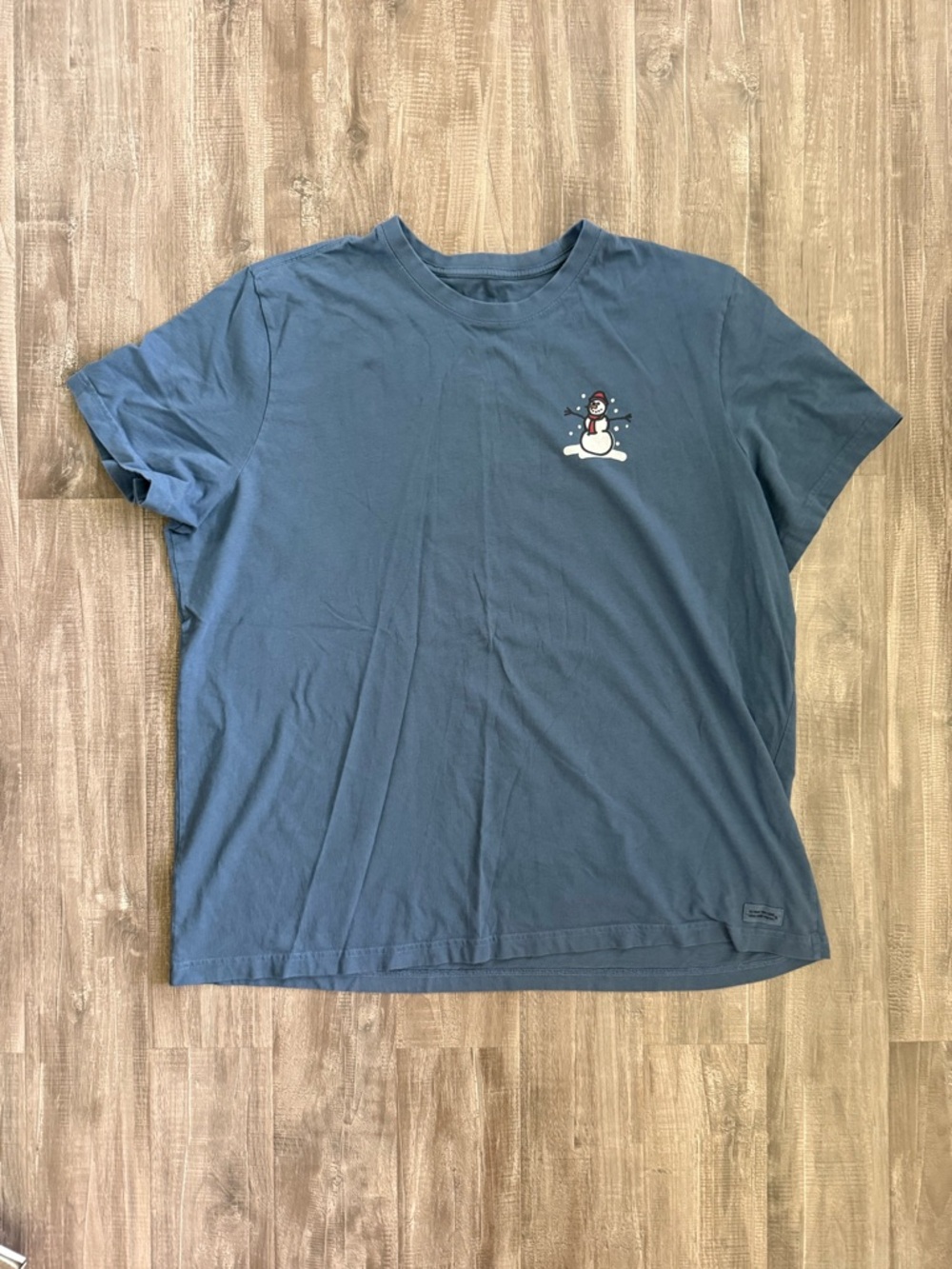 Life Is Good Blue Snowman Graphic Tee